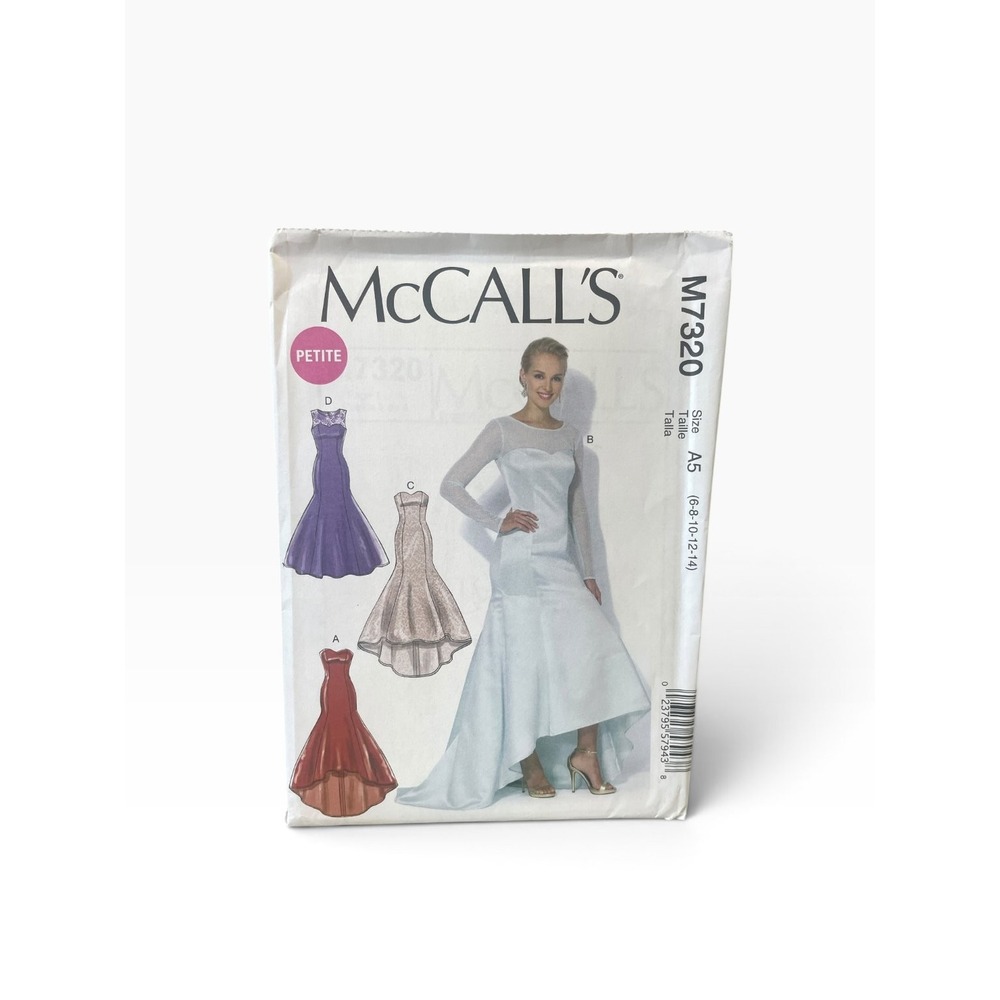 McCall's M7320 Petite Misses Formal Evening Prom Dress Pattern A5 6-14 Uncut FF
